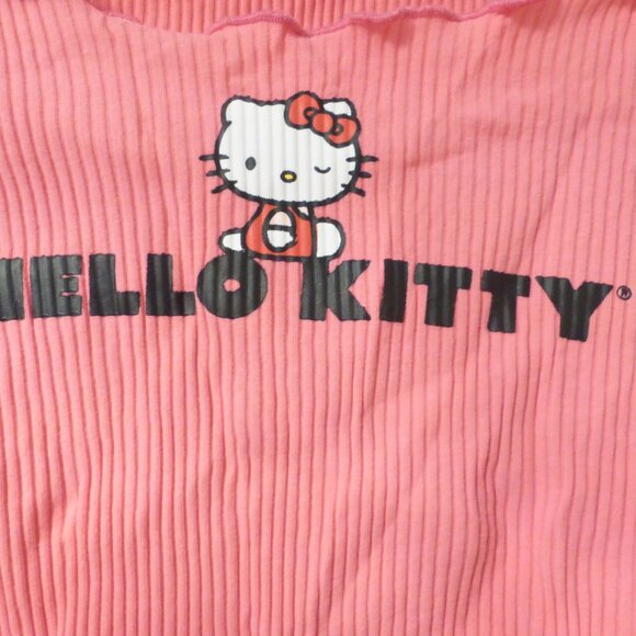 HELLO KITTY x SHEIN pink graphic print long sleeve crop top - Picture 2 of 6